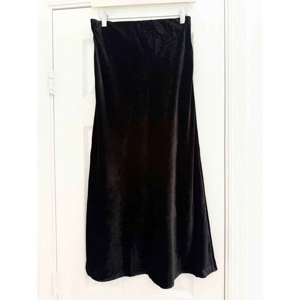 Faherty Womens Black Stretch Silk-Blend Velvet Ina Slip Skirt Size Small NWT - Picture 4 of 6